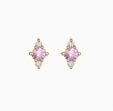 14k Gold Dainty Pink Sapphire Stud (PAIR) - SHOP KINDRED LA LLC