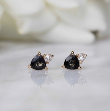 14k Gold Rutilated Quartz and Topaz Midnight Rising Studs (PAIR) - SHOP KINDRED LA LLC