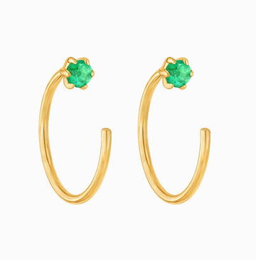 14kt Gold Emerald Mini Emerald Ear Huggers (PAIR) - SHOP KINDRED LA LLC