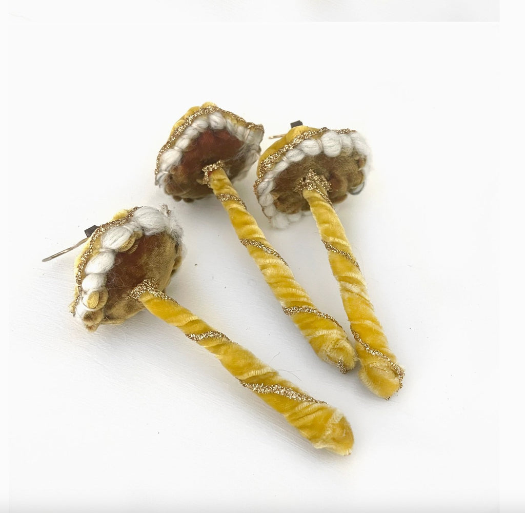 Glitter Mushroom Yellow Velvet - SHOP KINDRED LA LLC