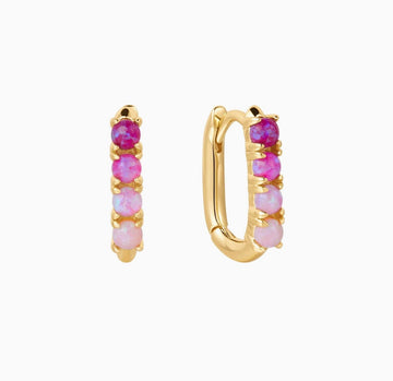 Pink Opal Ombre Oblong Ella Hoops/Huggies - SHOP KINDRED LA LLC