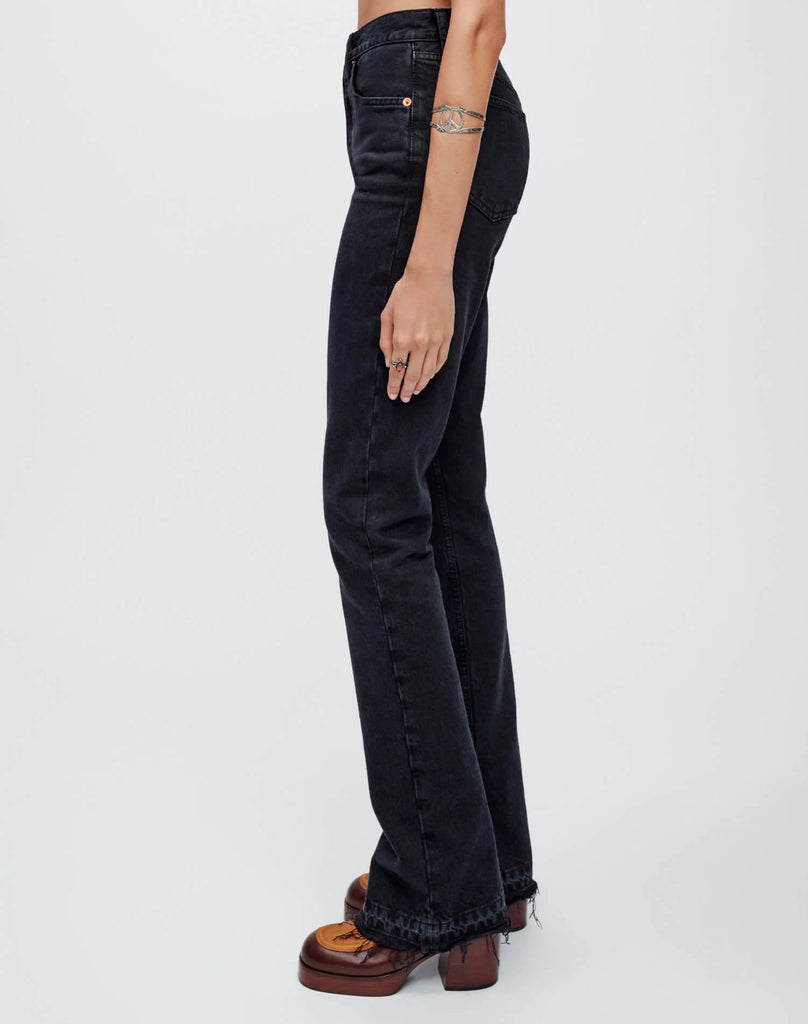 re/Done: 70s High Rise Skinny Boot - Washed Black - kindredlosangeles