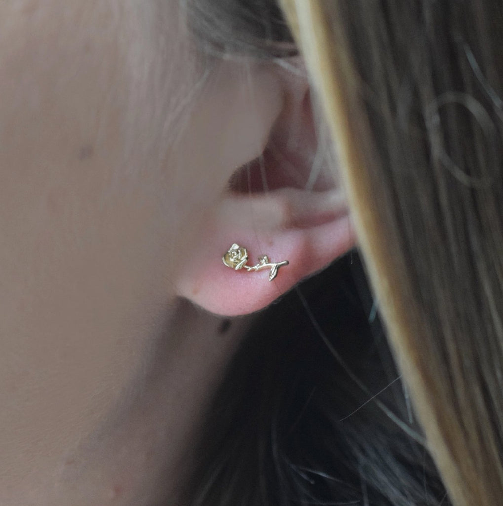 VDAY 14k Gold Forever Rose Stud (SINGLE) - SHOP KINDRED LA LLC